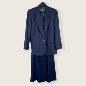 Vintage 90s Orvis Navy Blue Skirt Blazer Set Medium